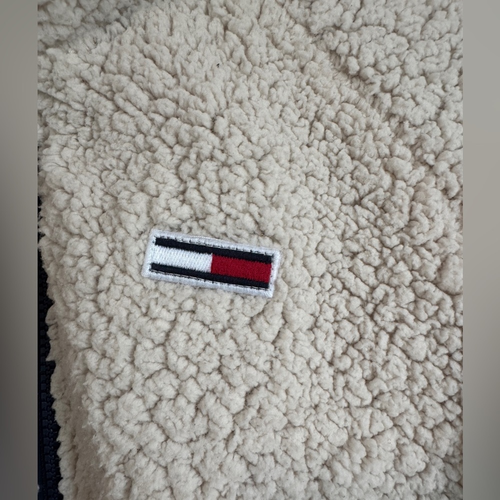 Tommy Jeans Reversible Sherpa Fleece Bomber Jacket Size XS Full Zip Pockets - Picture 9 of 9